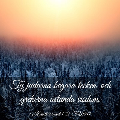 Picture 03 - 1 Korinthierbrevet 1:22 SV1917 - Ty judarna begära tecken, och grekerna åstunda - Bible Verse Picture