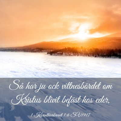 Picture 03 - 1 Korinthierbrevet 1:6 SV1917 - Så har ju ock vittnesbördet om Kristus blivit - Bible Verse Picture