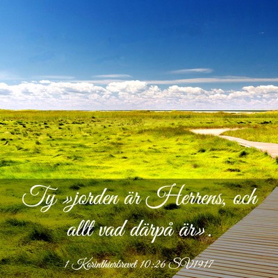 Picture 03 - 1 Korinthierbrevet 10:26 SV1917 - Ty »jorden är Herrens, och allt vad därpå - Bible Verse Picture