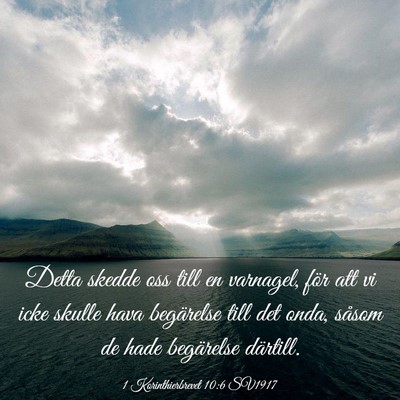 Picture 03 - 1 Korinthierbrevet 10:6 SV1917 - Detta skedde oss till en varnagel, för att vi - Bible Verse Picture