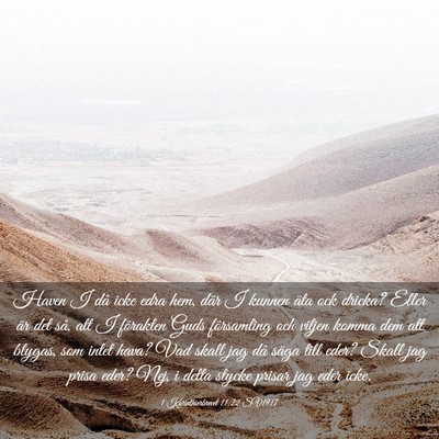 Picture 03 - 1 Korinthierbrevet 11:22 SV1917 - Haven I då icke edra hem, där I kunnen äta ock - Bible Verse Picture