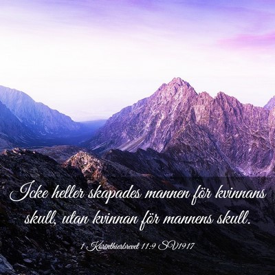 Picture 03 - 1 Korinthierbrevet 11:9 SV1917 - Icke heller skapades mannen för kvinnans skull, - Bible Verse Picture