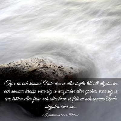 Picture 03 - 1 Korinthierbrevet 12:13 SV1917 - Ty i en och samme Ande äro vi alla döpta till - Bible Verse Picture