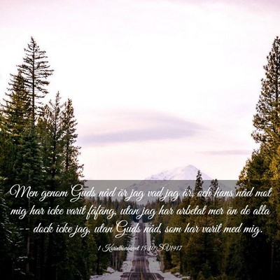 Picture 03 - 1 Korinthierbrevet 15:10 SV1917 - Men genom Guds nåd är jag vad jag är, och hans - Bible Verse Picture