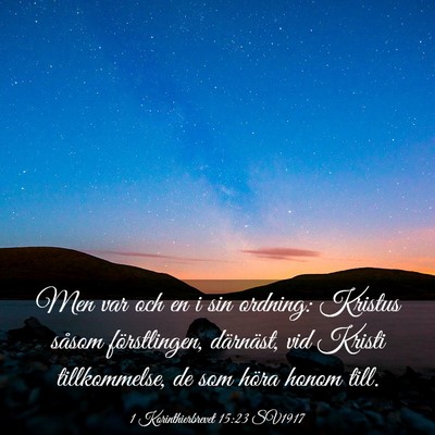 Picture 03 - 1 Korinthierbrevet 15:23 SV1917 - Men var och en i sin ordning: Kristus såsom - Bible Verse Picture