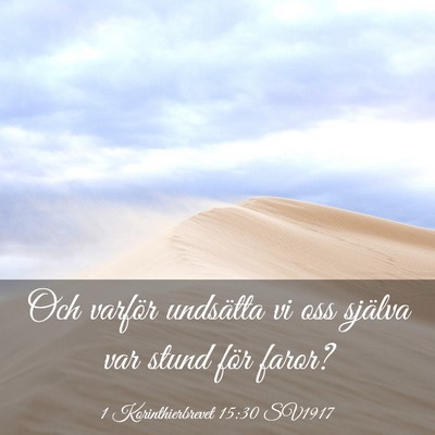 Picture 03 - 1 Korinthierbrevet 15:30 SV1917 - Och varför undsätta vi oss själva var stund - Bible Verse Picture