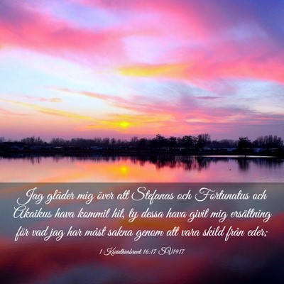 Picture 03 - 1 Korinthierbrevet 16:17 SV1917 - Jag gläder mig över att Stefanas och Fortunatus - Bible Verse Picture