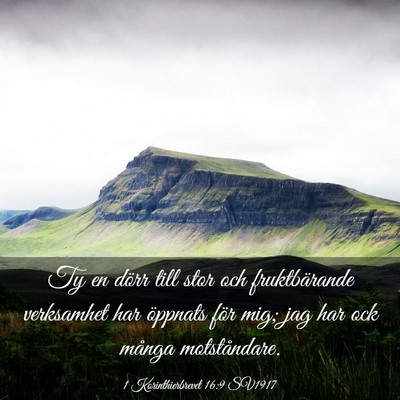 Picture 03 - 1 Korinthierbrevet 16:9 SV1917 - Ty en dörr till stor och fruktbärande - Bible Verse Picture