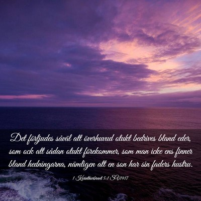 Picture 03 - 1 Korinthierbrevet 5:1 SV1917 - Det förljudes såväl att överhuvud otukt - Bible Verse Picture