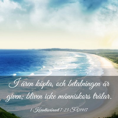 Picture 03 - 1 Korinthierbrevet 7:23 SV1917 - I ären köpta, och betalningen är given; bliven - Bible Verse Picture