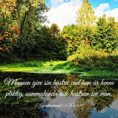 Picture 03 - 1 Korinthierbrevet 7:3 SV1917 - Mannen give sin hustru vad han är henne pliktig, - Bible Verse Picture