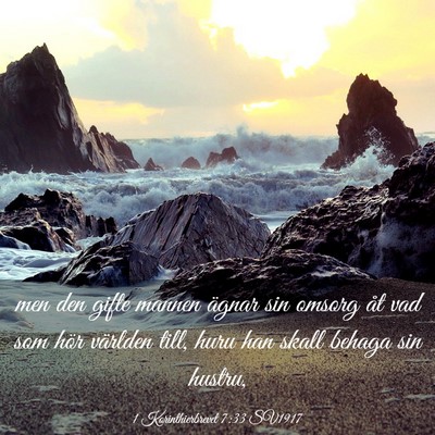 Picture 03 - 1 Korinthierbrevet 7:33 SV1917 - men den gifte mannen ägnar sin omsorg åt vad - Bible Verse Picture