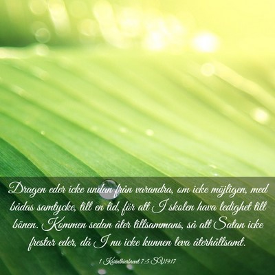Picture 03 - 1 Korinthierbrevet 7:5 SV1917 - Dragen eder icke undan från varandra, om icke - Bible Verse Picture