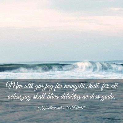 Picture 03 - 1 Korinthierbrevet 9:23 SV1917 - Men allt gör jag för evangelii skull, för att - Bible Verse Picture