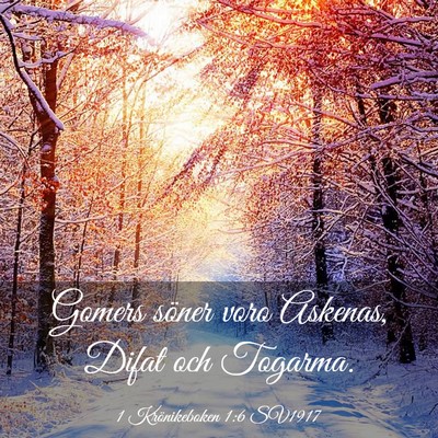 Picture 03 - 1 Krönikeboken 1:6 SV1917 - Gomers söner voro Askenas, Difat och - Bible Verse Picture