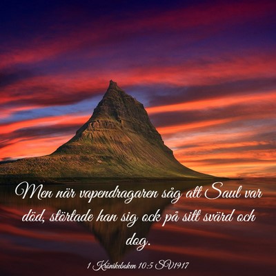 Picture 03 - 1 Krönikeboken 10:5 SV1917 - Men när vapendragaren såg att Saul var död, - Bible Verse Picture