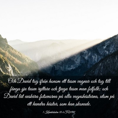 Picture 03 - 1 Krönikeboken 18:4 SV1917 - Och David tog ifrån honom ett tusen vagnar och - Bible Verse Picture