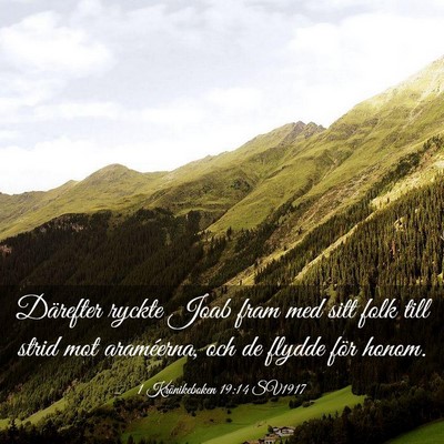 Picture 03 - 1 Krönikeboken 19:14 SV1917 - Därefter ryckte Joab fram med sitt folk till - Bible Verse Picture