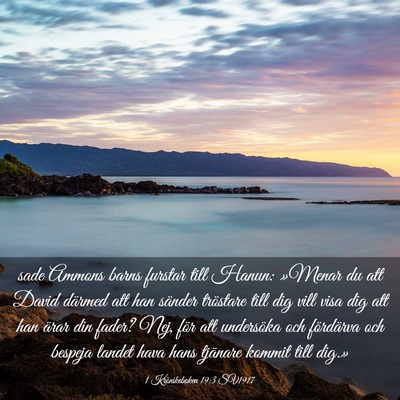 Picture 03 - 1 Krönikeboken 19:3 SV1917 - sade Ammons barns furstar till Hanun: »Menar du - Bible Verse Picture