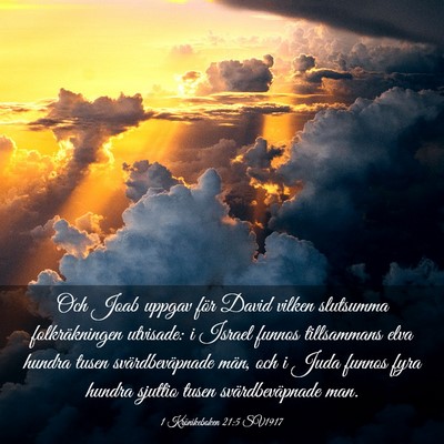 Picture 03 - 1 Krönikeboken 21:5 SV1917 - Och Joab uppgav för David vilken slutsumma - Bible Verse Picture
