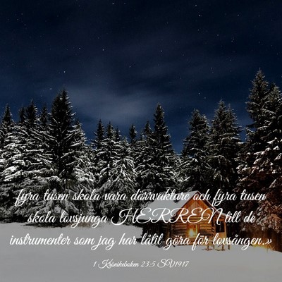 Picture 03 - 1 Krönikeboken 23:5 SV1917 - fyra tusen skola vara dörrvaktare och fyra tusen - Bible Verse Picture