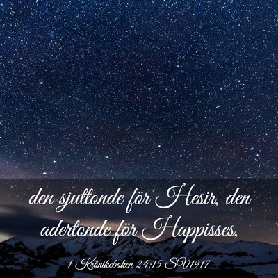 Picture 03 - 1 Krönikeboken 24:15 SV1917 - den sjuttonde för Hesir, den adertonde för - Bible Verse Picture