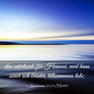 Picture 03 - 1 Krönikeboken 25:25 SV1917 - den adertonde för Hanani, med hans söner och - Bible Verse Picture