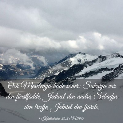 Picture 03 - 1 Krönikeboken 26:2 SV1917 - Och Meselemja hade söner: Sakarja var den - Bible Verse Picture