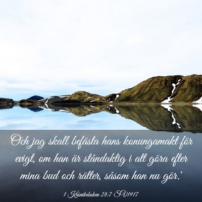 Picture 03 - 1 Krönikeboken 28:7 SV1917 - Och jag skall befästa hans konungamakt för - Bible Verse Picture