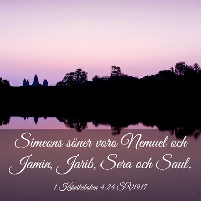 Picture 03 - 1 Krönikeboken 4:24 SV1917 - Simeons söner voro Nemuel och Jamin, Jarib, Sera - Bible Verse Picture