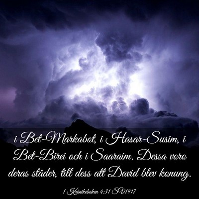Picture 03 - 1 Krönikeboken 4:31 SV1917 - i Bet-Markabot, i Hasar-Susim, i Bet-Birei och i - Bible Verse Picture