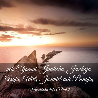 Picture 03 - 1 Krönikeboken 4:36 SV1917 - och Eljoenai, Jaakoba, Jesohaja, Asaja, Adiel, - Bible Verse Picture