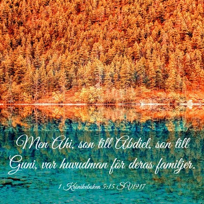 Picture 03 - 1 Krönikeboken 5:15 SV1917 - Men Ahi, son till Abdiel, son till Guni, var - Bible Verse Picture