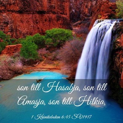 Picture 03 - 1 Krönikeboken 6:45 SV1917 - son till Hasabja, son till Amasja, son till - Bible Verse Picture