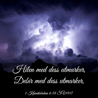 Picture 03 - 1 Krönikeboken 6:58 SV1917 - Hilen med dess utmarker, Debir med dess - Bible Verse Picture