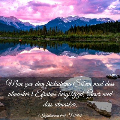 Picture 03 - 1 Krönikeboken 6:67 SV1917 - Man gav dem fristäderna Sikem med dess utmarker - Bible Verse Picture