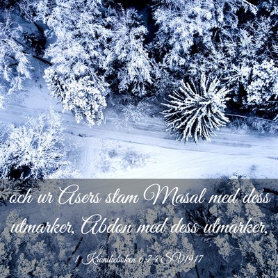 Picture 03 - 1 Krönikeboken 6:74 SV1917 - och ur Asers stam Masal med dess utmarker, Abdon - Bible Verse Picture