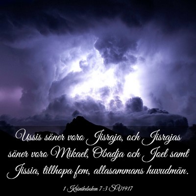 Picture 03 - 1 Krönikeboken 7:3 SV1917 - Ussis söner voro Jisraja, och Jisrajas söner - Bible Verse Picture