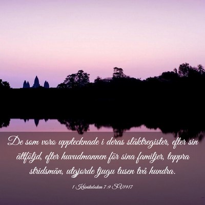 Picture 03 - 1 Krönikeboken 7:9 SV1917 - De som voro upptecknade i deras släktregister, - Bible Verse Picture