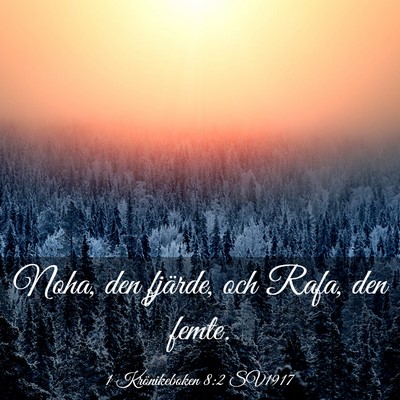 Picture 03 - 1 Krönikeboken 8:2 SV1917 - Noha, den fjärde, och Rafa, den - Bible Verse Picture
