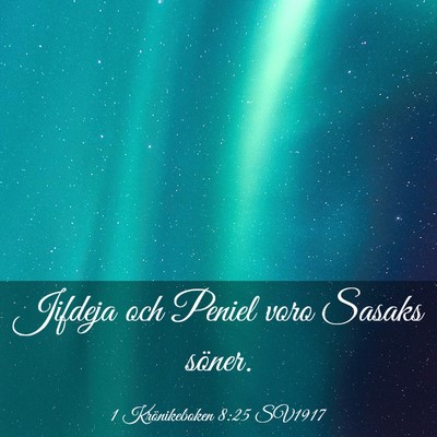 Picture 03 - 1 Krönikeboken 8:25 SV1917 - Jifdeja och Peniel voro Sasaks - Bible Verse Picture