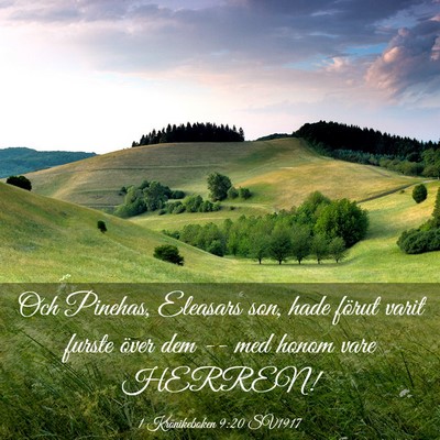 Picture 03 - 1 Krönikeboken 9:20 SV1917 - Och Pinehas, Eleasars son, hade förut varit - Bible Verse Picture