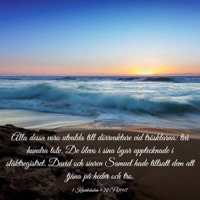 Picture 03 - 1 Krönikeboken 9:22 SV1917 - Alla dessa voro utvalda till dörrvaktare vid - Bible Verse Picture