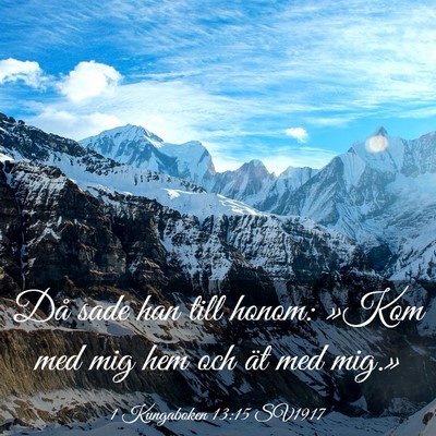 Picture 03 - 1 Kungaboken 13:15 SV1917 - Då sade han till honom: »Kom med mig hem och - Bible Verse Picture