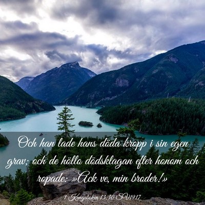 Picture 03 - 1 Kungaboken 13:30 SV1917 - Och han lade hans döda kropp i sin egen grav; - Bible Verse Picture