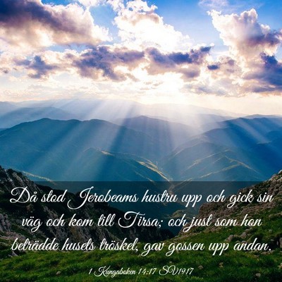 Picture 03 - 1 Kungaboken 14:17 SV1917 - Då stod Jerobeams hustru upp och gick sin väg - Bible Verse Picture