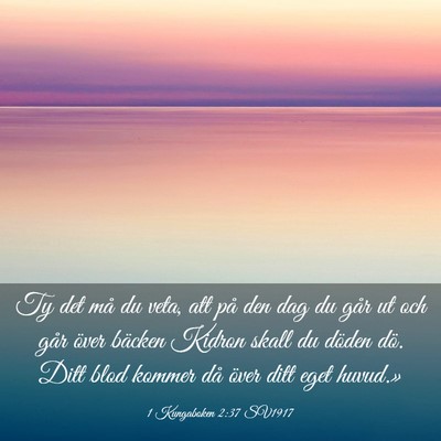 Picture 03 - 1 Kungaboken 2:37 SV1917 - Ty det må du veta, att på den dag du går ut - Bible Verse Picture