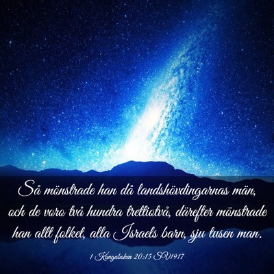 Picture 03 - 1 Kungaboken 20:15 SV1917 - Så mönstrade han då landshövdingarnas män, - Bible Verse Picture