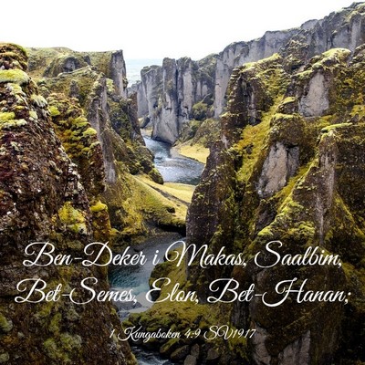 Picture 03 - 1 Kungaboken 4:9 SV1917 - Ben-Deker i Makas, Saalbim, Bet-Semes, Elon, - Bible Verse Picture