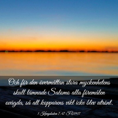 Picture 03 - 1 Kungaboken 7:47 SV1917 - Och för den övermåttan stora myckenhetens - Bible Verse Picture